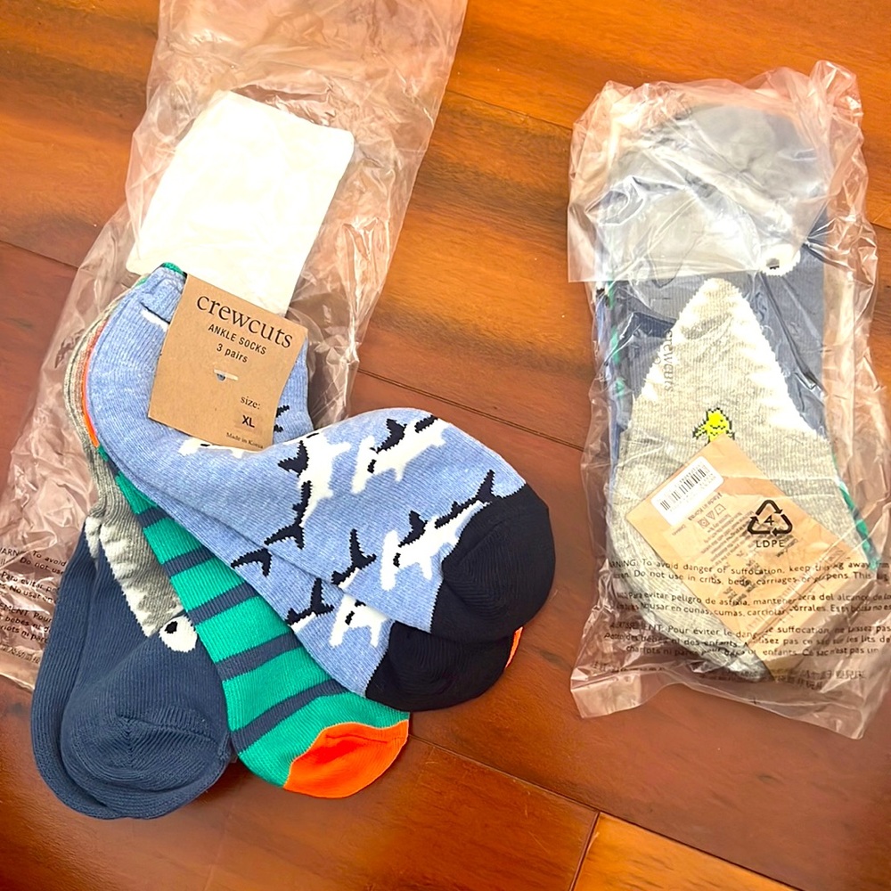 Brand new kids ankle socks, xl k6-k7, 6 pairs